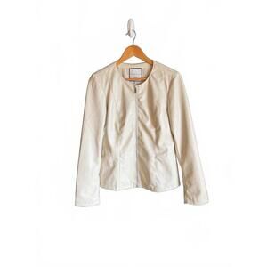 Bagatelle Cream Faux Leather Zip Jacket Medium